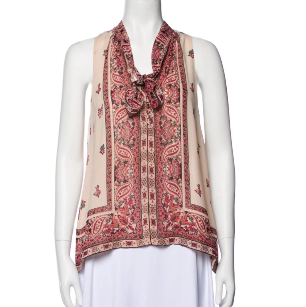 Joie Sleeveless Paisley Blouse Sz XS